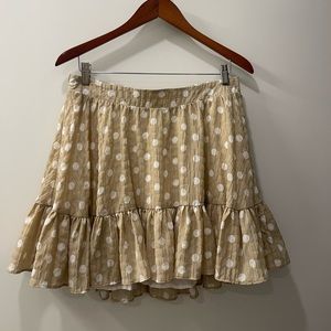 Tan and White Polka Dot Skirt Size L